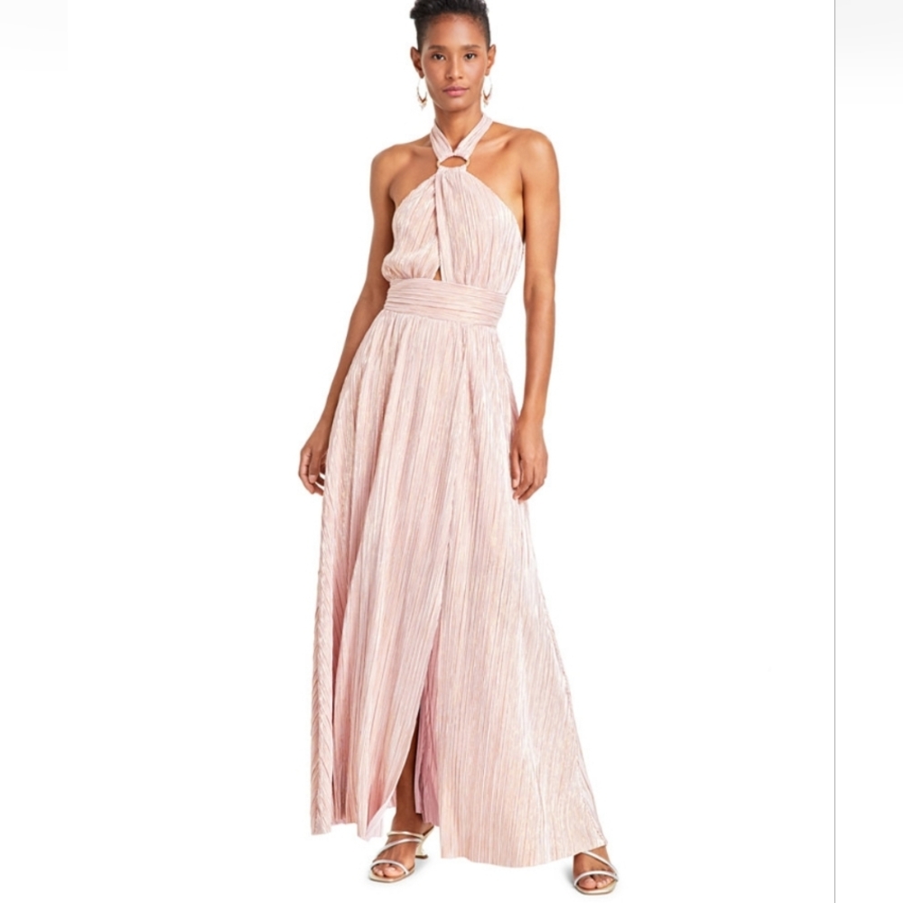 Guess Angel Plissé Halter-Neck Evening Gown
